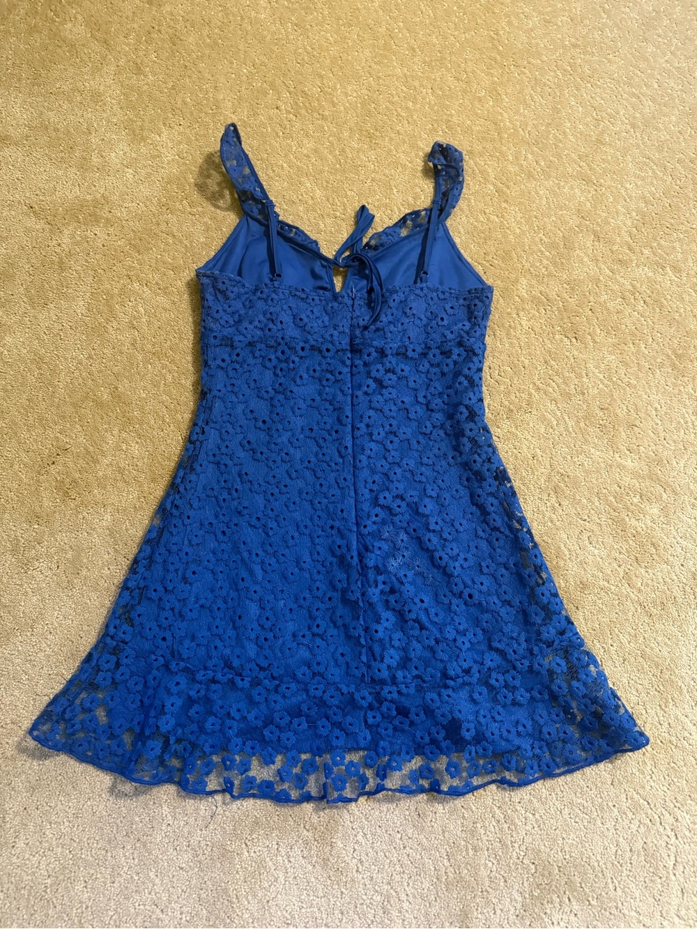 Lulu's Royal Blue Floral Lace Mini Dress